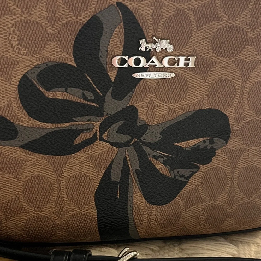 Coach Brown Signature Canvas Crossbody with Black Bow Print - Picture 3 of 10